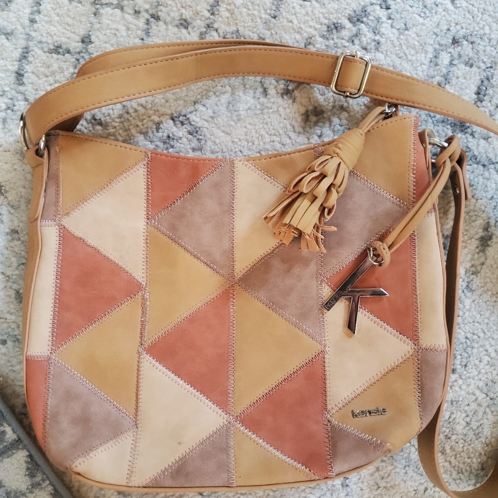 Kenzie Crossbody Vegan Leather Patchwork Hobo Bag Purse